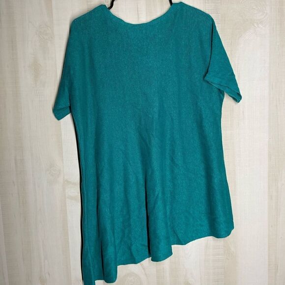 Eileen Fisher linen turquoise short sleeve‎ tunic top, size small - Picture 12 of 16